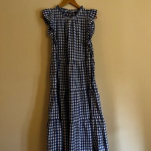 💙 J Crew blue gingham maxi dress size L 💙